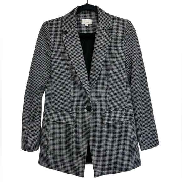 LOFT Houndstooth Boyfriend Blazer - Size 0 - Picture 4 of 8